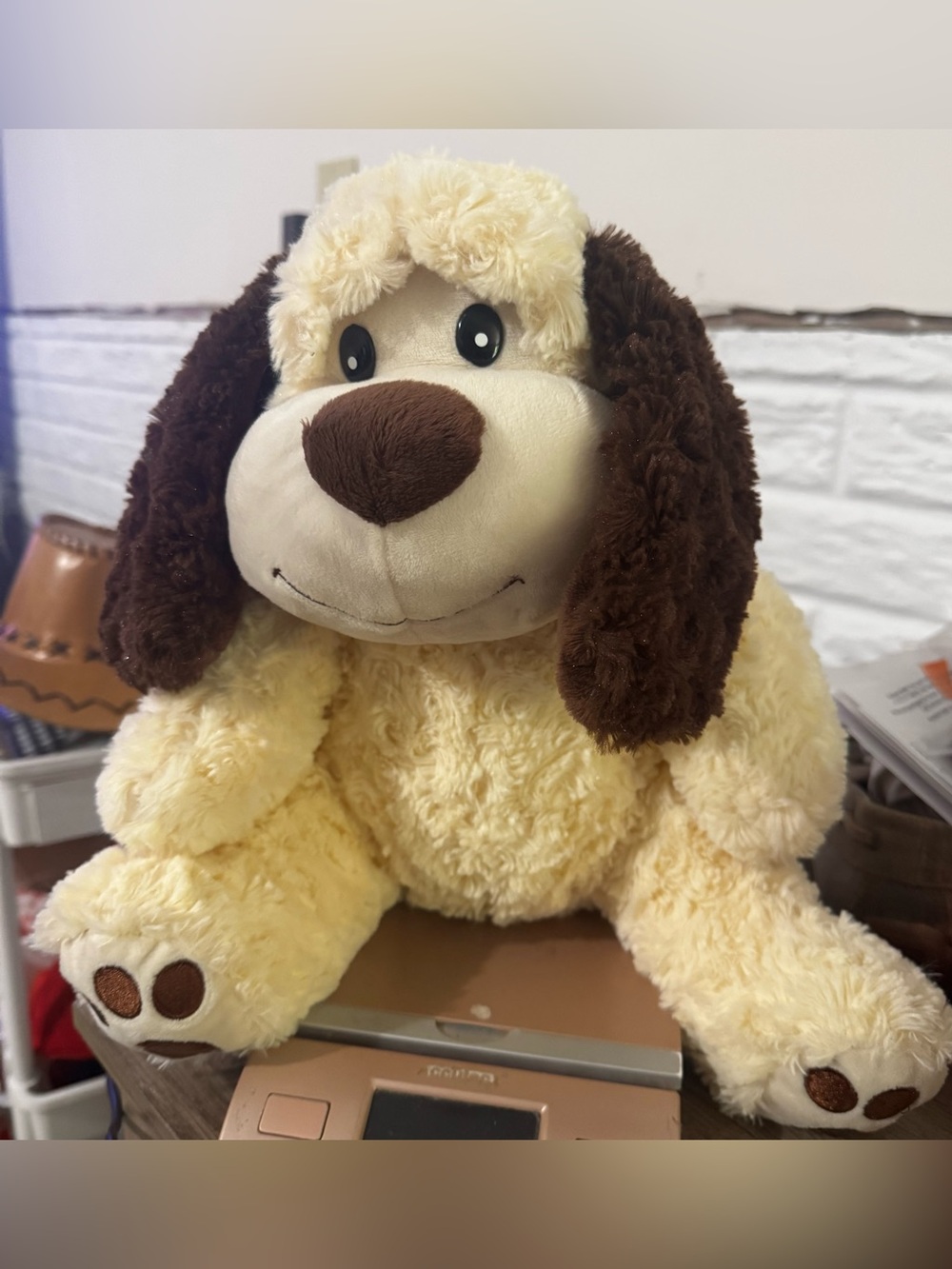 Teddy Mountain Plush Dog Puppy Stuffed Cuddly Toy Cream Brown Stuffy Floppy Ears